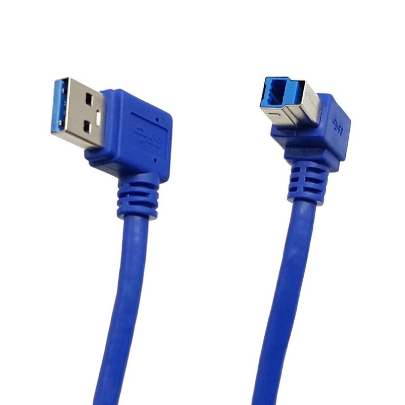 Seadream Angled USB 3.0 Printer Cable 1 ft / 30cm SuperSpeed USB A Male Plug 90 Degree Left Angle to USB 3.0 B Male Right Angle Cable - Image 2