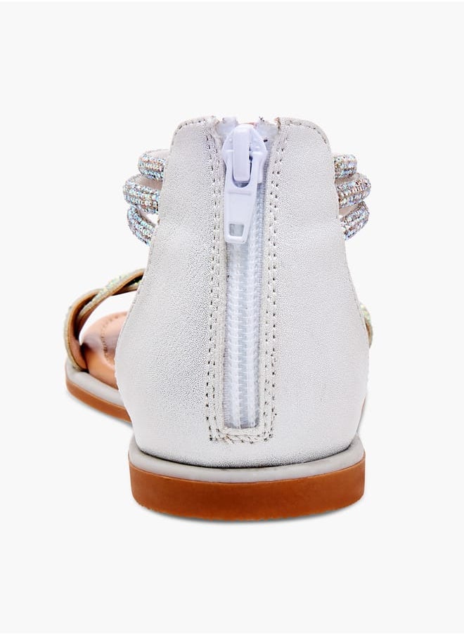 Little Missy Girls Studded Ankle Strap Sandals with Zip Closure  - Image 4