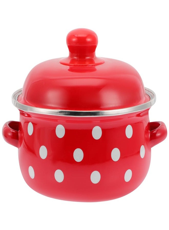 BESTOYARD 1 Quart Enamel Stock Pot with Lid - Double Ear Soup Pot for Simmering, Steaming, and Cooking - Vintage Style Kitchenware for Healthy Meals - Image 1