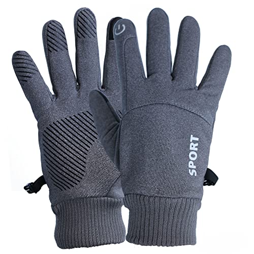 ZaySoo Leather Full Finger Bike Gloves for Men and Women - Touchscreen Enabled, Cycling, Grey - Image 1