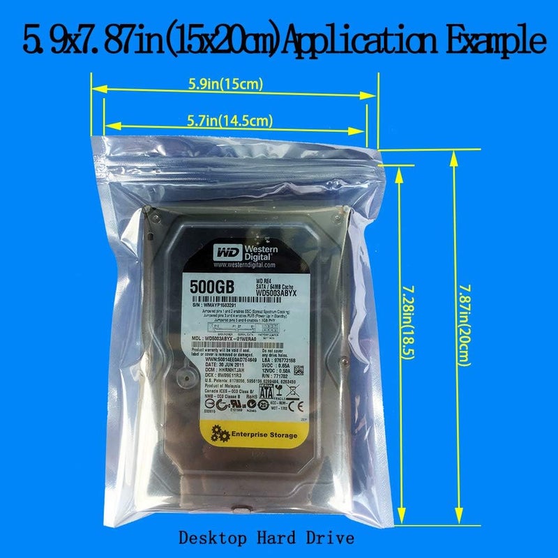 daarcin Anti Static Bags,ESD Bags,30pcs Mixed Sizes Antistatic Resealable Bag for 3.5 Hard Drive, 2.5 Solid State Drive,with Labels, ESD Shielding Bag for Varieties of Electronic Device - Image 4
