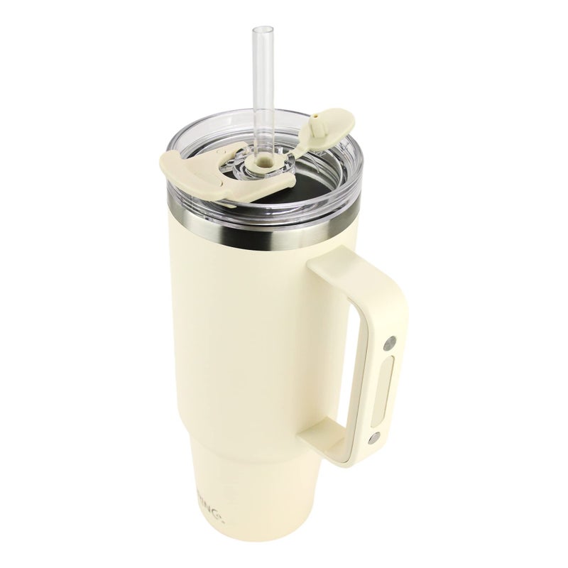 Drinco 40oz 30 oz Tumbler with Handle, Straw Lid, Insulated Stainless Steel Travel Mug Water Bottle Ice Coffee Cup For Cold and Hot, BigSur (30oz Oatmilk) - Image 3
