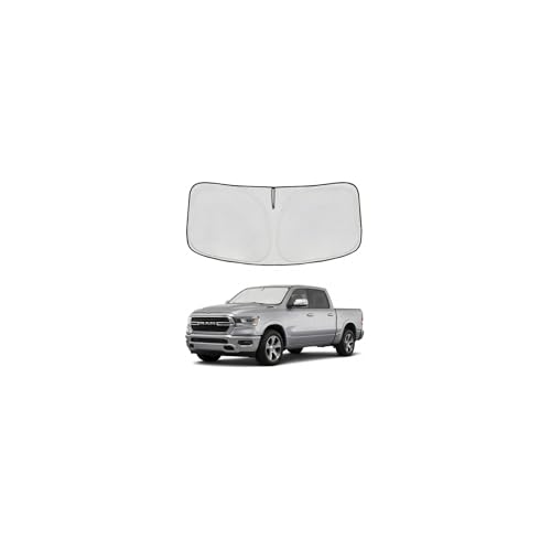 AuyNeas Windshield Sun Shade for Dodge RAM 1500 2019-2025 2026 Front Window Shade Custom Fit RAM 1500 Accessories RegularCab QuadCab CrewCab MegaCab Sun Visor Foldable Shade Blocks UV Rays Car Accessories - Image 1