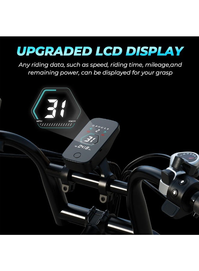 Wind Horse V8 PRO Electric Bike – 750W Gear Hub Motor, 48V 16.6AH Battery, 50KM/H Speed, 45KM Range, 20-Inch Fat Tires, Dual Suspension, Shimano 7-Speed, Carbon Alloy Frame, Dual Disc Brakes - Image 4