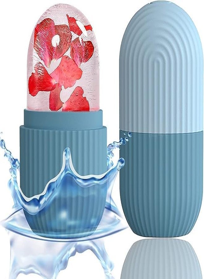 LEAFED Ice Roller for Face, Facial Ice Roller for Glowing Skin, Puffy Eyes & Skin Tightening, Reusable & Unbreakable Face Roller for Men & Women (Blue) - Image 1