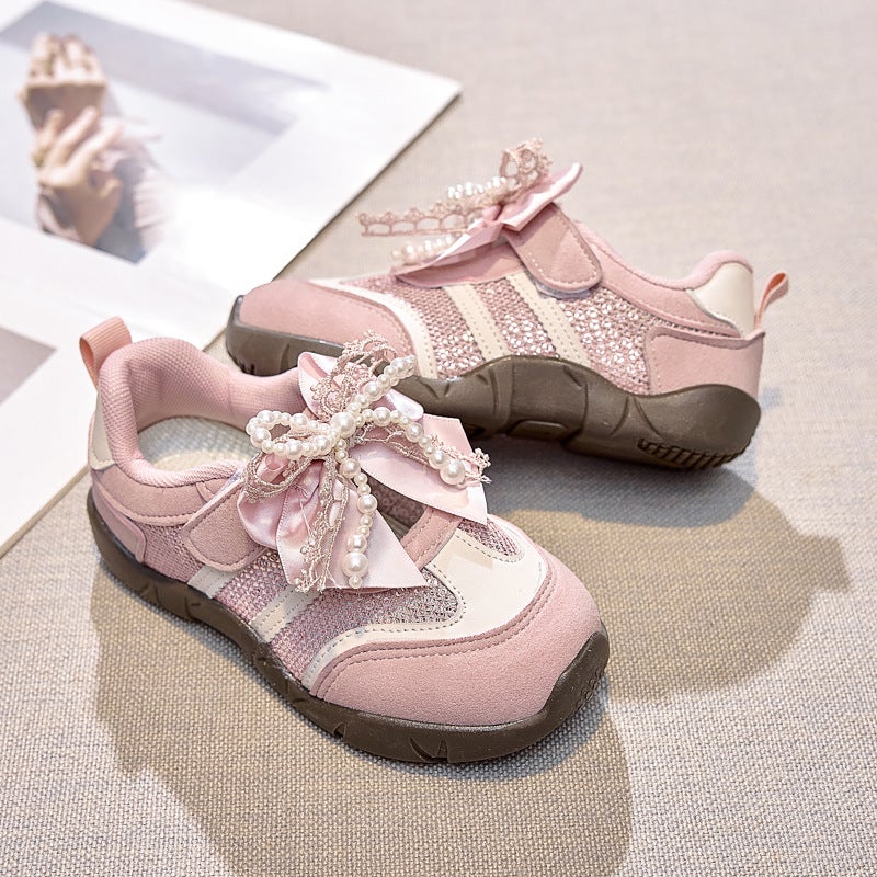 Girls'' Training Shoes 2026 New Model Children''s Shoes for Girls Princess Style Sneakers Spring Pink Sneakers Mesh Shoes - Image 3