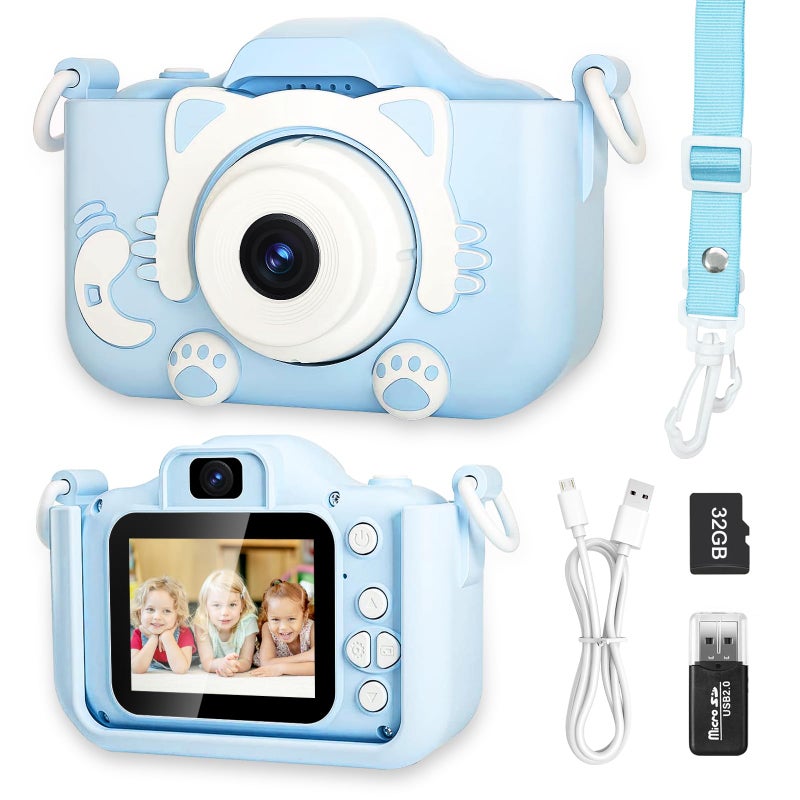SUPERUS Kids Camera Toddler Camera for 3 4 5 6 7 8 Years Old HD Kids Digital Video Cameras Children Selfie Camera Christmas Birthday Gifts for Girls Boys 312 32G SD Card Included Blue - Image 2