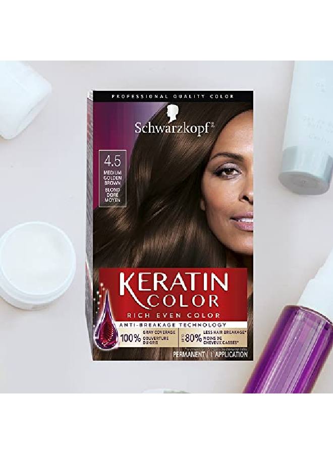 Schwarzkopf Keratin Color Permanent Hair Color Cream 4.5 Medium Golden Brown 4.5 Medium Golden Brown 1 Count - Image 4