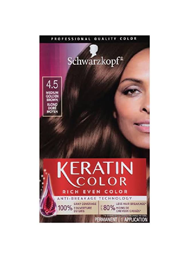 Schwarzkopf Keratin Color Permanent Hair Color Cream 4.5 Medium Golden Brown 4.5 Medium Golden Brown 1 Count - Image 1