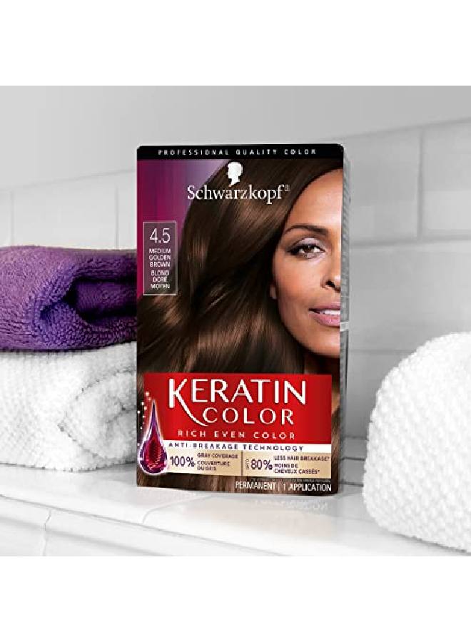 Schwarzkopf Keratin Color Permanent Hair Color Cream 4.5 Medium Golden Brown 4.5 Medium Golden Brown 1 Count - Image 5