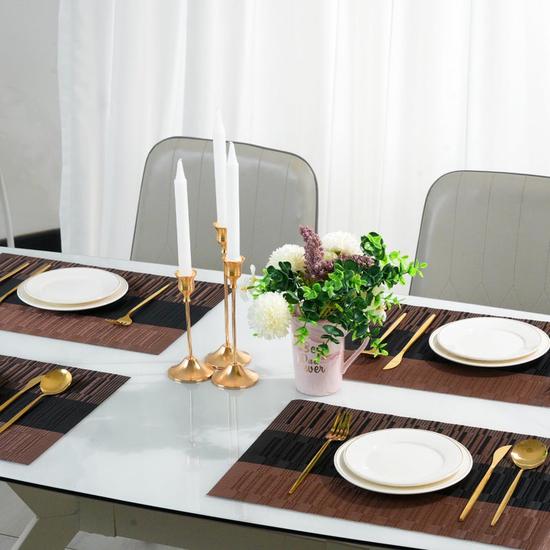 flohar Placemats Set of 8ï¼ŒNon-Slip PVC Weave Table Mats Easy to Cleanï¼ŒHeat Resistant Place Mats for Kitchen Dining Table Decoration Indoor Outdoorï¼ŒBlack Brown - Image 5