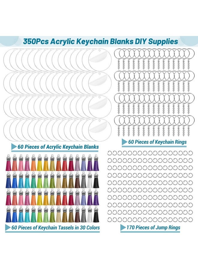 Cludoo Acrylic Keychain Blanks Cludoo Clear Acrylic Keychain Blanks For Vinyl With 60 Pcs Acrylic Blanks, 60 Pcs Keychain Tassels, 170 Pcs Jump Rings And 60Pcs Keychain Rings For Diy Keychain Craft - Image 1
