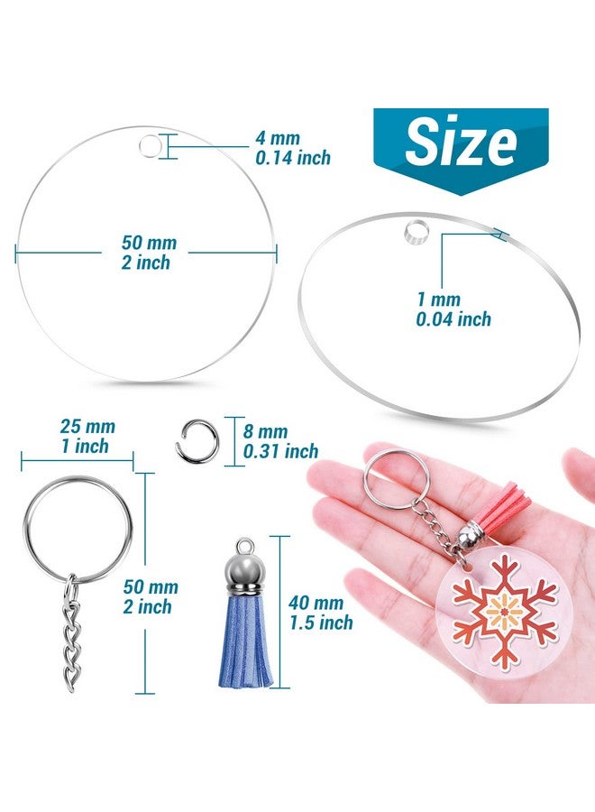 Cludoo Acrylic Keychain Blanks Cludoo Clear Acrylic Keychain Blanks For Vinyl With 60 Pcs Acrylic Blanks, 60 Pcs Keychain Tassels, 170 Pcs Jump Rings And 60Pcs Keychain Rings For Diy Keychain Craft - Image 3