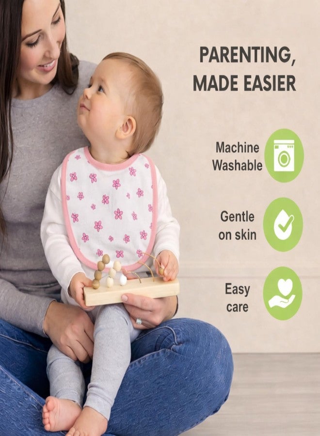 Nestlooms Pure Cotton Baby Bibs Set,Skin Friendly & Super Absorbent, Waterproof Backing, Adjustable Snap Buttons, Quick Absorption & Fast Drying,Babies & Toddlers (Set of 3 - Grandma Loves Me) - Image 2