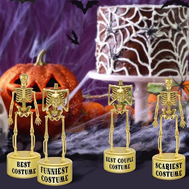 ORIENTAL CHERRY Halloween Party Supplies - Golden Best Costume Skeleton Trophies for Kids Adults Halloween Party Games Decorations Favors Costume Contest Awards Prizes - 4 Pack - Image 2