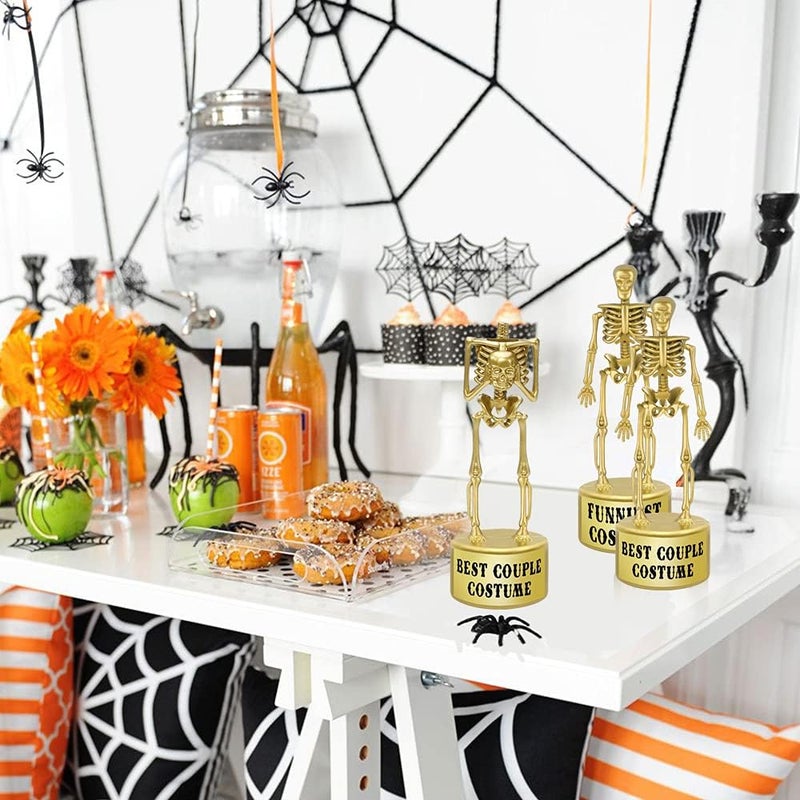 ORIENTAL CHERRY Halloween Party Supplies - Golden Best Costume Skeleton Trophies for Kids Adults Halloween Party Games Decorations Favors Costume Contest Awards Prizes - 4 Pack - Image 5