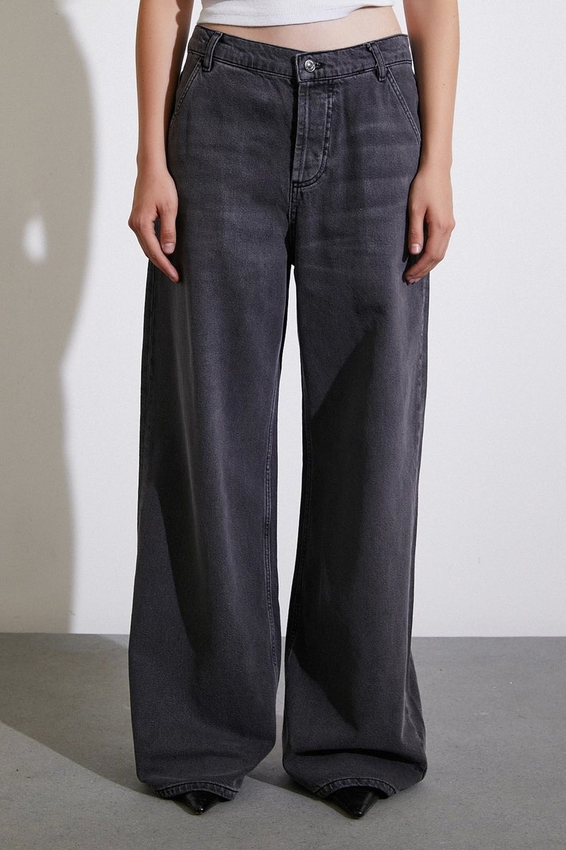 Never More High Waist Wide Leg Jeans Smoke - Image 4