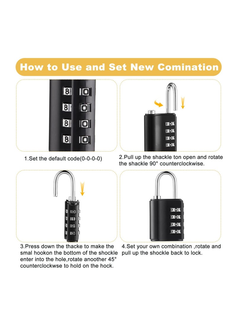 Y&D - 4 Pcs Combination Padlock, Digit Resettable Security Padlock with Keys, for School Sports Gym or Locker, Fence, Toolbox, Case, Hasp Storage and Employee Locker - Image 1