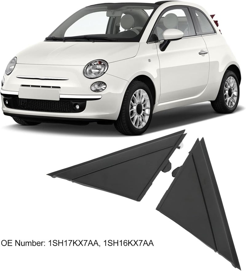 Door Mirror Flag Cover 1SH17KX7AA, Replacement for 500 2012-2017, Wing Mirror Left Right Triangle Plate Trim, ABS Material with Perfect Fit and Easy Installation for Car Rea (Matte Black) - Image 5