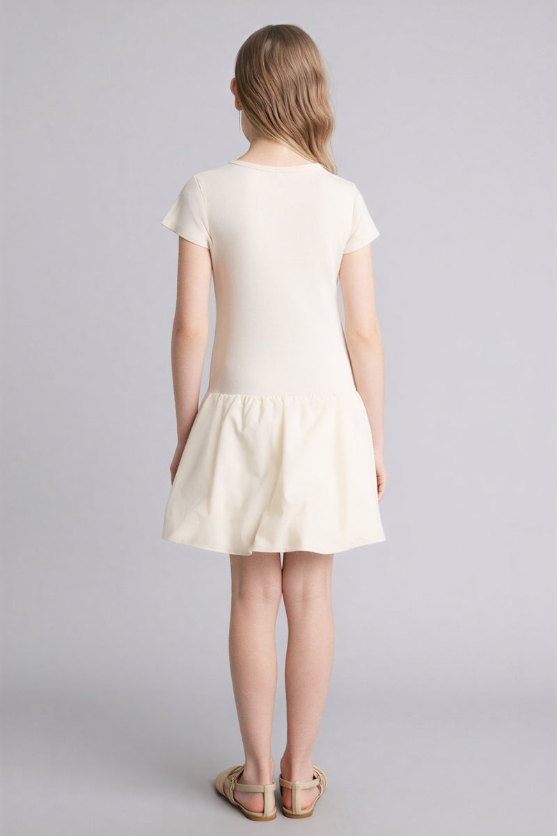 DeFacto Beige Girl Girl Half Sleeve Dress Casual - Image 2