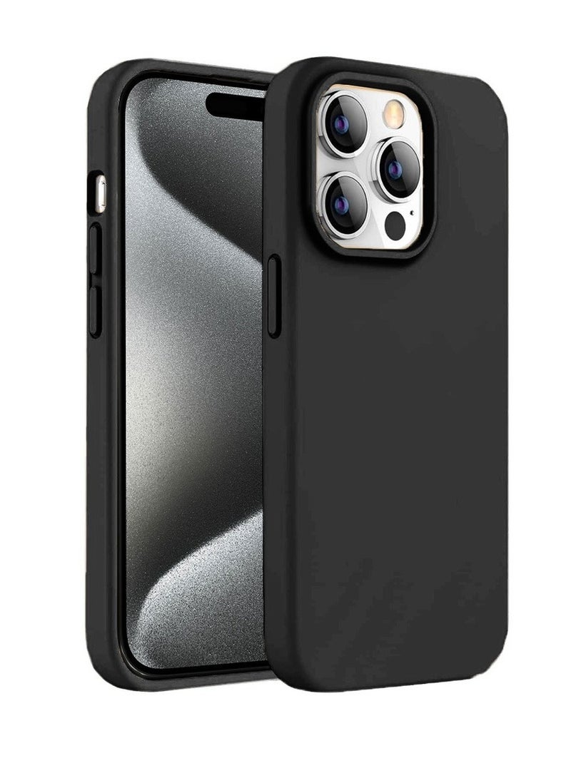 Techie غطاء خلفي ناعم من السيليكون مع بطانة داخلية من الألياف الدقيقة مغناطيسية مدمجة لهاتف Apple iPhone 15 Pro Max - أسود - Image 1