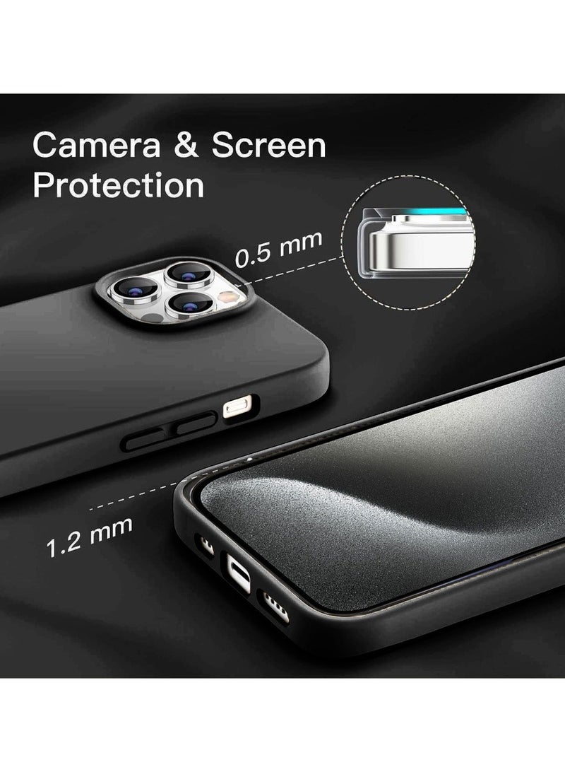 Techie غطاء خلفي ناعم من السيليكون مع بطانة داخلية من الألياف الدقيقة مغناطيسية مدمجة لهاتف Apple iPhone 15 Pro Max - أسود - Image 4