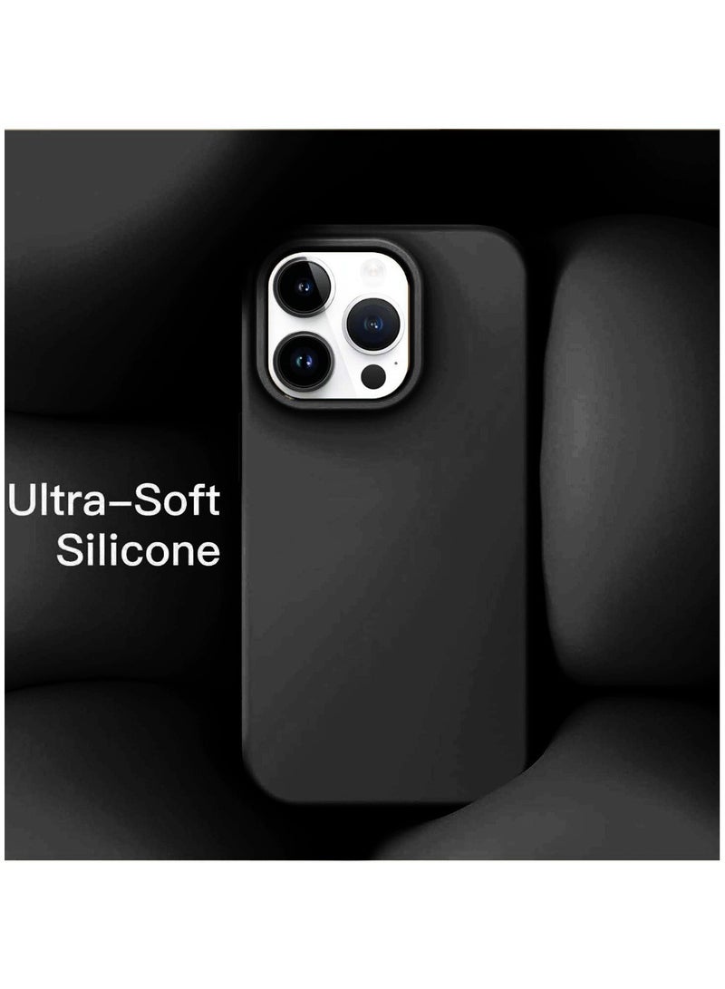 Techie غطاء خلفي ناعم من السيليكون مع بطانة داخلية من الألياف الدقيقة مغناطيسية مدمجة لهاتف Apple iPhone 15 Pro Max - أسود - Image 2