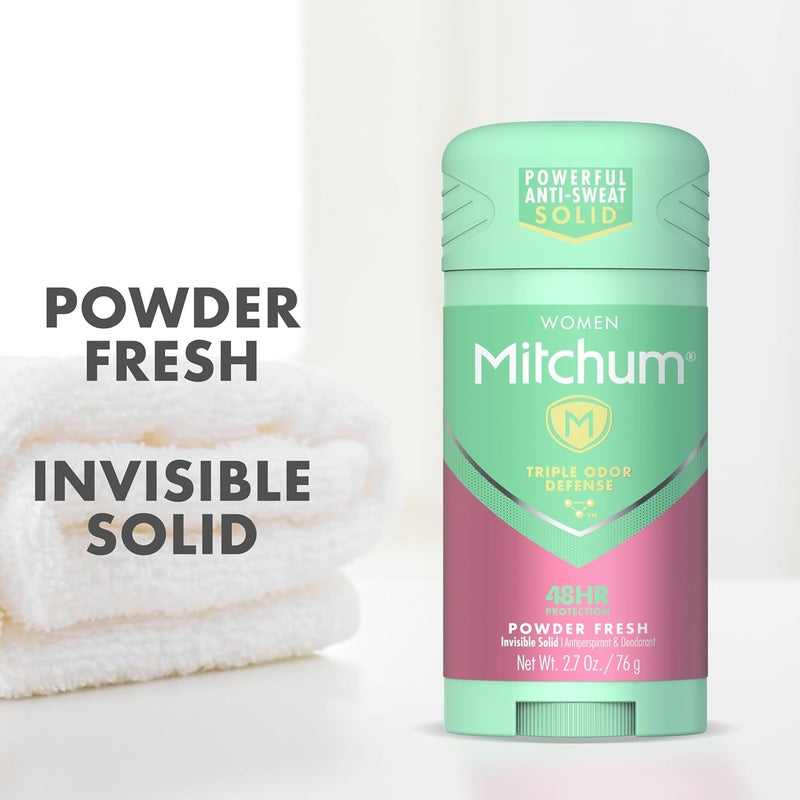 Mitchum Women Stick Solid Antiperspirant Deodorant, Powder Fresh, 2.7 Ounce - Image 3