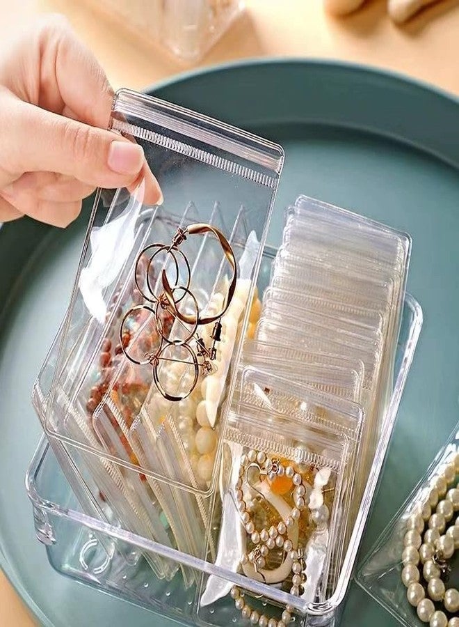 Nibbler 15 Pcs Jewellery Organiser Storage Pouches Clear Zip Lock Cover for Rings, Earrings, Necklace, Transparent, Polyvinyl Chloride PVC (15 Medium) - Image 1