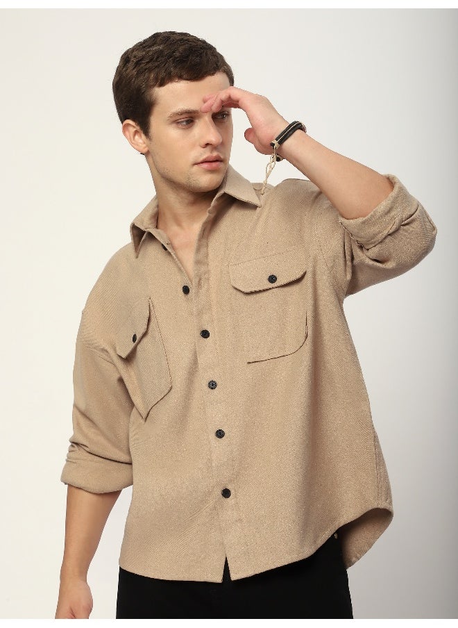 Beyoung Khaki Recycled Flannel Shirt  - Image 4