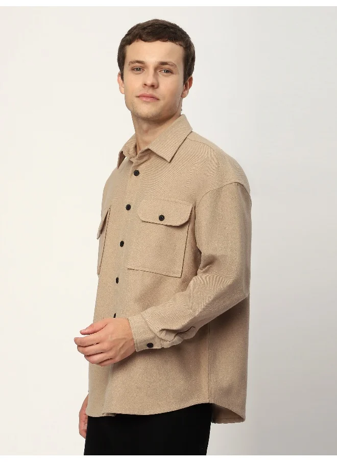 Beyoung Khaki Recycled Flannel Shirt