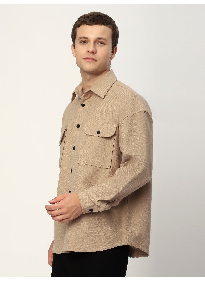Beyoung Khaki Recycled Flannel Shirt  - Image 1