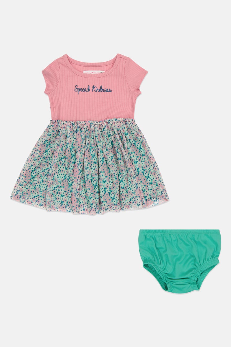 Young Hearts Toddlers Girl 2Pcs Dress And Panty Set, Multicolor - Image 3