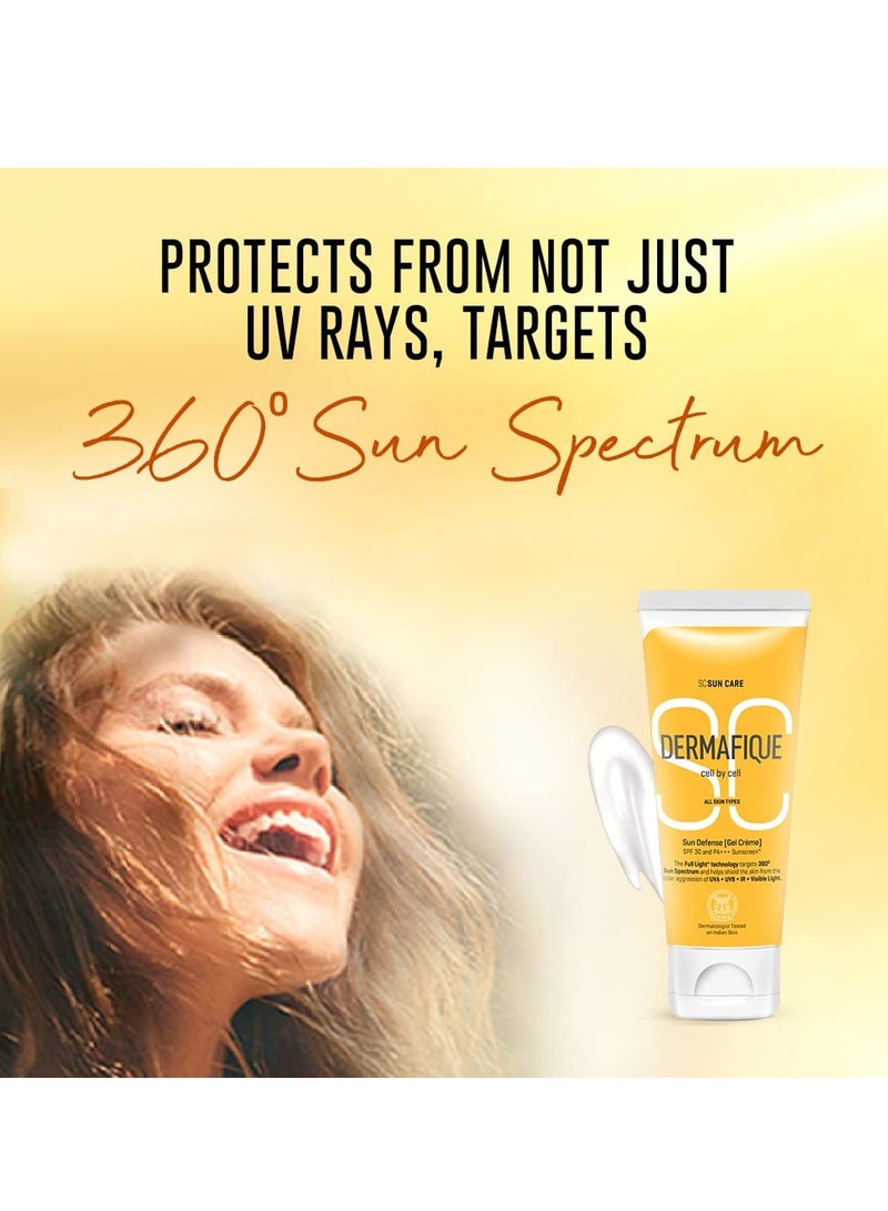Dermafique Sun Defense Gel Crème 50g, for All Skin Types, 360 degree Sun Spectrum Protection, for Men and Women - Image 2