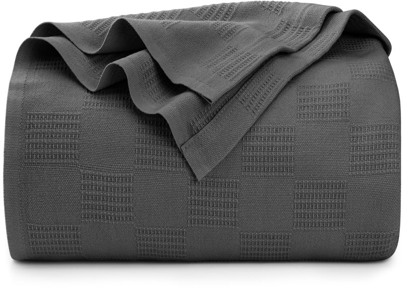 Utopia Bedding Smoke Gray 100% Cotton Blanket [King Size - 90x108 Inch] 350GSM Lightweight, Soft and Breathable Thermal Blanket for All Seasons - Image 1