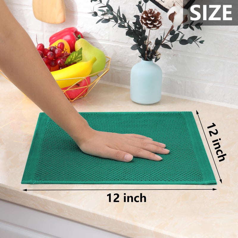 Homaxy 100% Cotton Waffle Weave Kitchen Dish Cloths, Ultra Soft Absorbent Quick Drying Dish Towels, 12 x 12 Inches, 6-Pack, Dark Green - Image 5