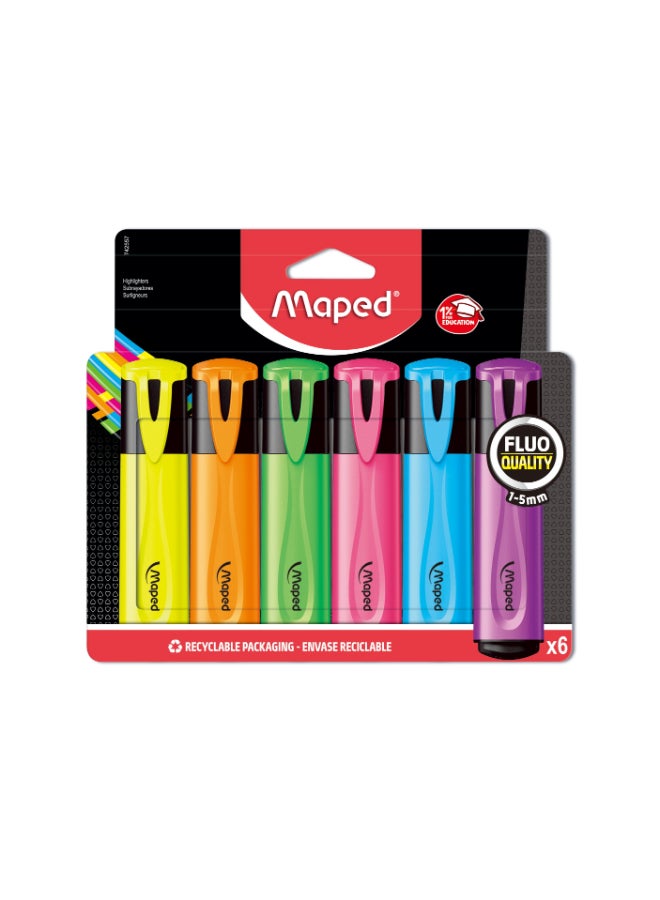 Maped Highlighter Assorted Colors X6 Wallet