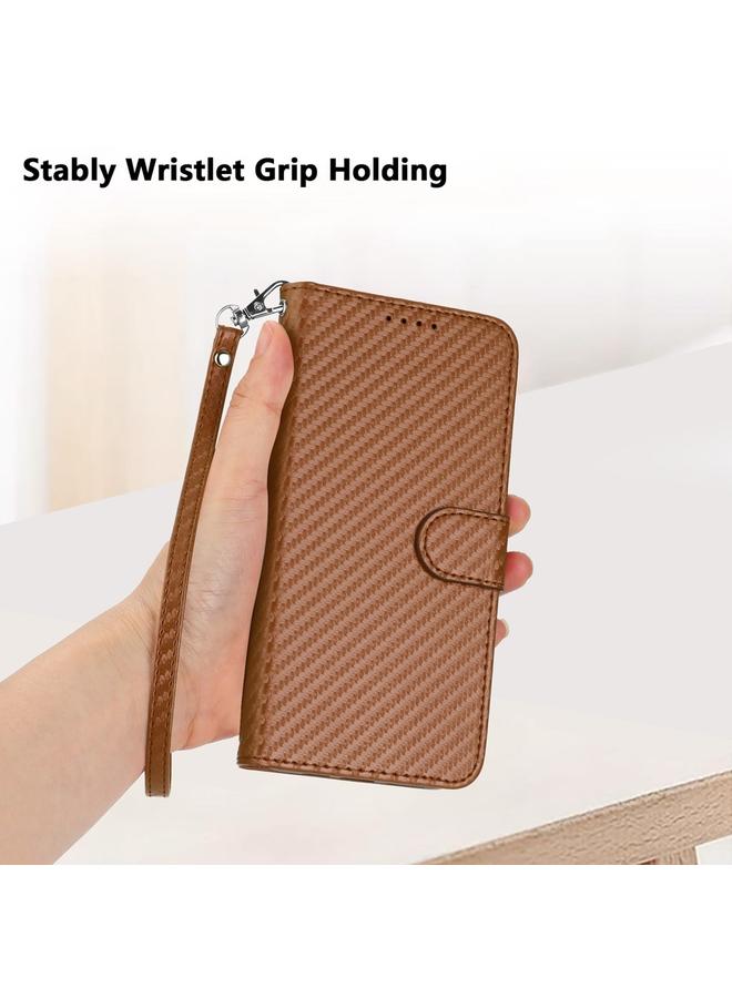 S-TOP Case For Samsung Galaxy S25 Ultra 5G YX0070 Carbon Fiber Buckle Leather Phone Case with Lanyard - Image 5