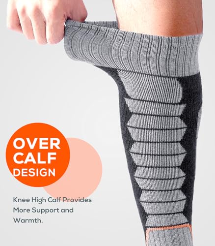 WEIERYA Ski Sock Merino Wool Ski Socks Mens Womens Skiing & Snowboarding Socks, Over The Calf (US, Alpha, Medium, Regular, Regular, 2, Black) - Image 5