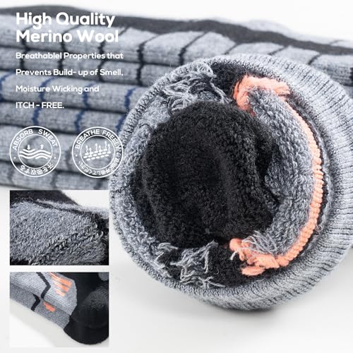 WEIERYA Ski Sock Merino Wool Ski Socks Mens Womens Skiing & Snowboarding Socks, Over The Calf (US, Alpha, Medium, Regular, Regular, 2, Black) - Image 2