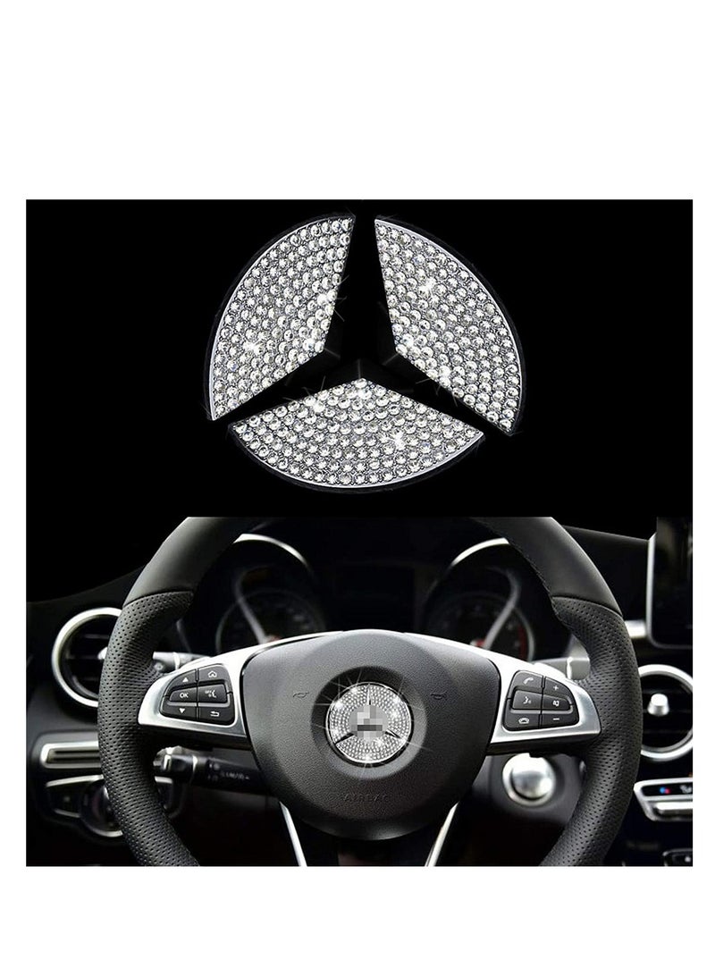 KASTWAVE Steering Wheel Logo Caps Compatible with for Benz, DIY Diamond Crystal Emblem Accessories Interior Decorations for Women, Fit for Benz C E S CLA GLA GLK Class(49mm) - Image 1