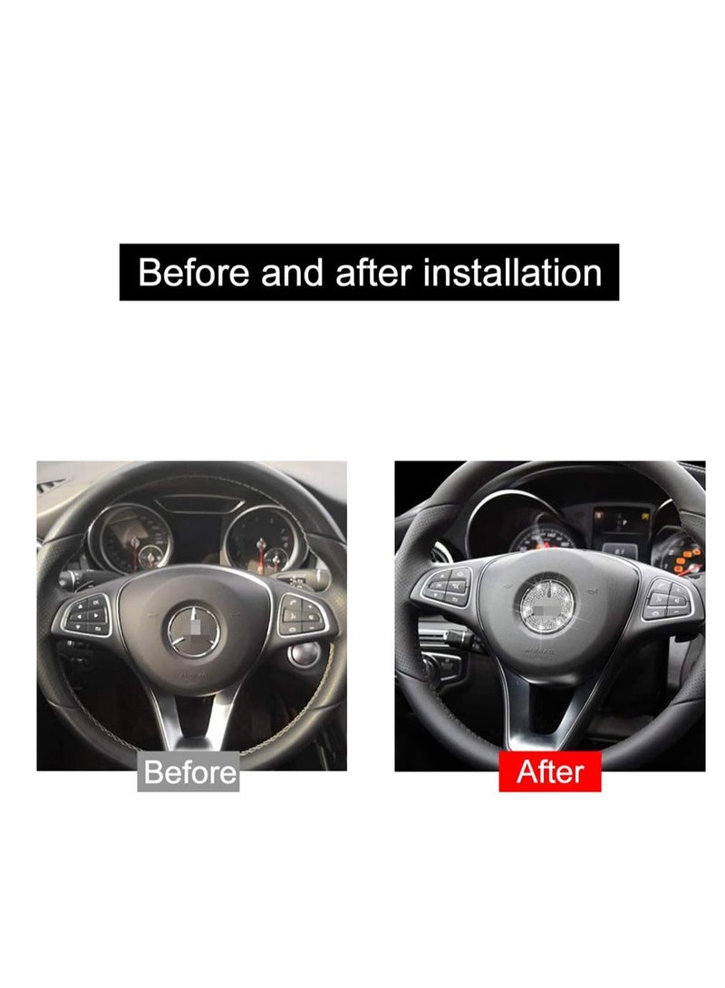 KASTWAVE Steering Wheel Logo Caps Compatible with for Benz, DIY Diamond Crystal Emblem Accessories Interior Decorations for Women, Fit for Benz C E S CLA GLA GLK Class(49mm) - Image 2