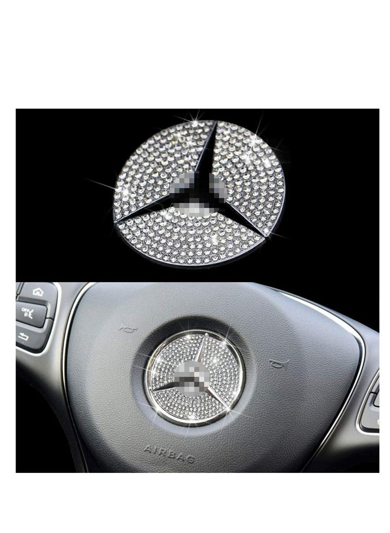 KASTWAVE Steering Wheel Logo Caps Compatible with for Benz, DIY Diamond Crystal Emblem Accessories Interior Decorations for Women, Fit for Benz C E S CLA GLA GLK Class(49mm) - Image 3
