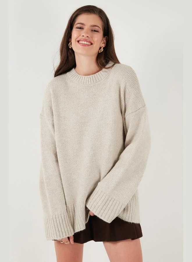 ليلا ليلا سويتر نسائي أساسي بياقة دائرية مقاس عادي عبوة من قطعتين