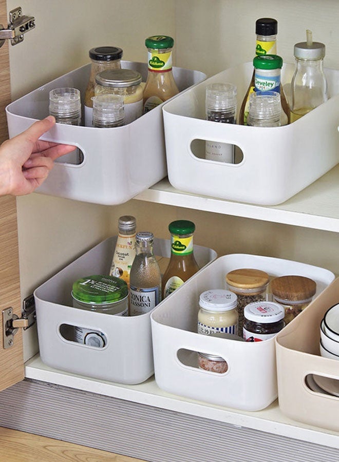 Hanayo مجموعة سلال تخزين من 8 سلال بلاستيكية منظم خزانة مع مقبض صناديق تخزين للمكتب والحمام وغرفة النوم والمنزل والمطبخ (رمادي) - Image 3