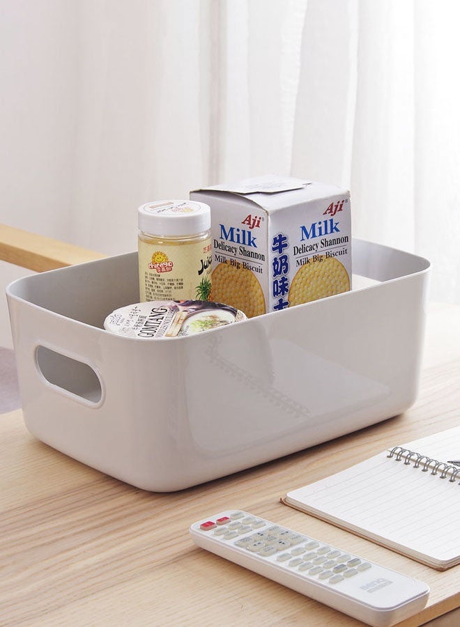 Hanayo مجموعة سلال تخزين من 8 سلال بلاستيكية منظم خزانة مع مقبض صناديق تخزين للمكتب والحمام وغرفة النوم والمنزل والمطبخ (رمادي) - Image 2