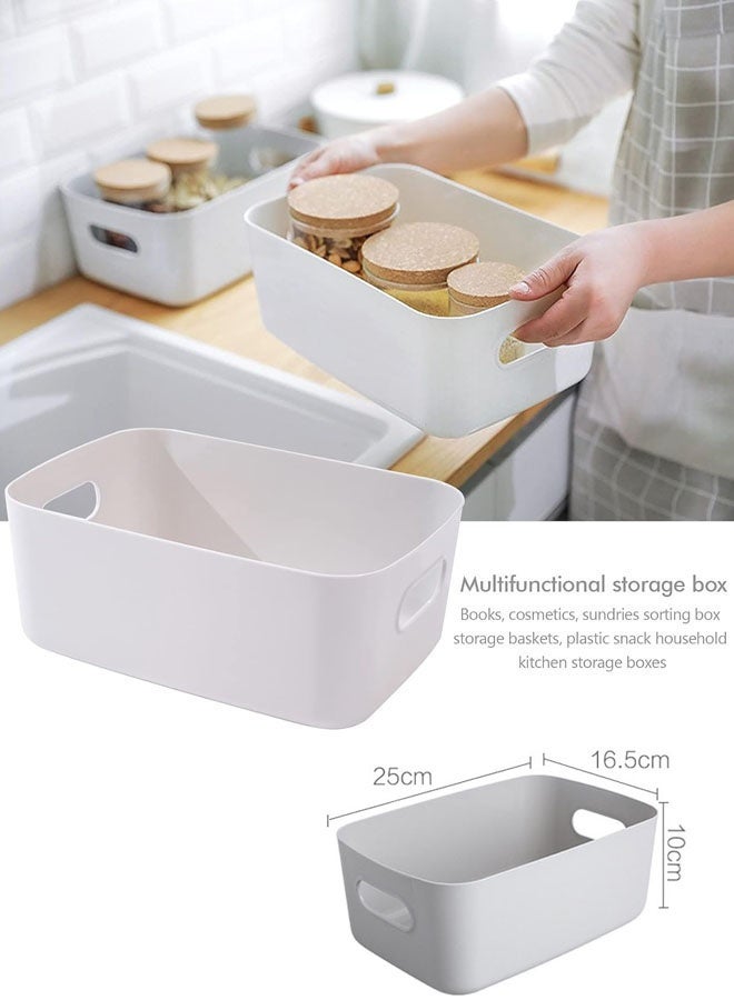 Hanayo مجموعة سلال تخزين من 8 سلال بلاستيكية منظم خزانة مع مقبض صناديق تخزين للمكتب والحمام وغرفة النوم والمنزل والمطبخ (رمادي) - Image 5