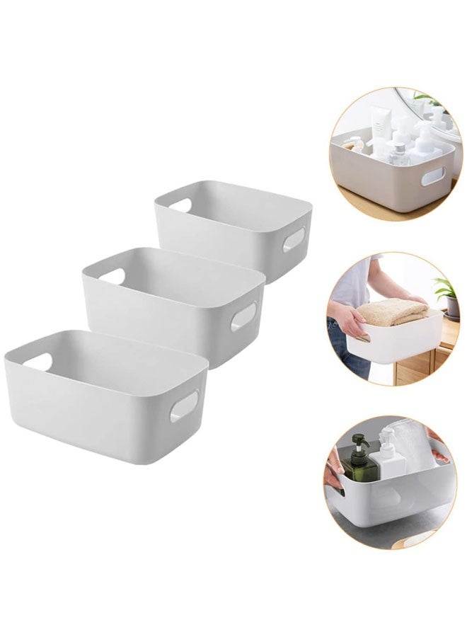 Hanayo مجموعة سلال تخزين من 8 سلال بلاستيكية منظم خزانة مع مقبض صناديق تخزين للمكتب والحمام وغرفة النوم والمنزل والمطبخ (رمادي) - Image 4