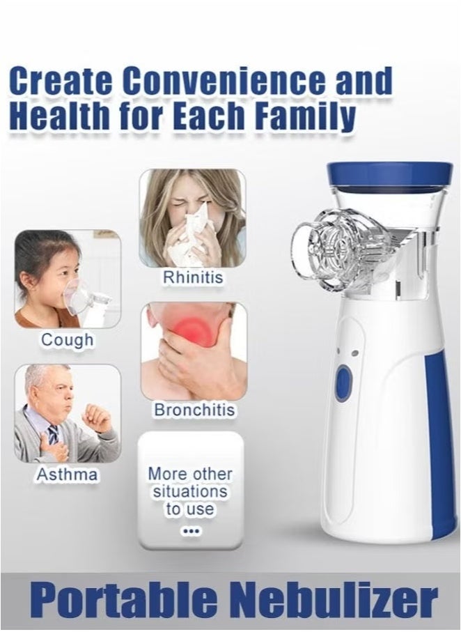 Generic Nebulizers USB Rechargeable Portable Nebulizer Machine for Adults and Children Ultrasonic Mesh Inhalators with Masks and Mouthpieces for Home and Travel Use  - Image 2