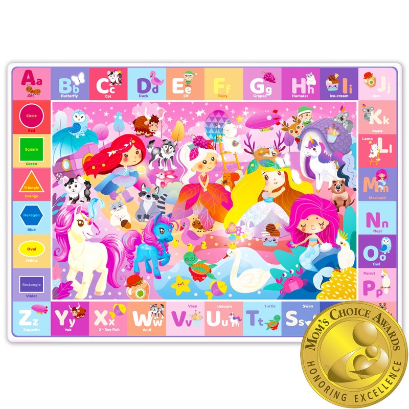 QUOKKA ABC Play Mat for Babies Toddlers & Kids - Super Soft Plush Extra Thick 0.3in Large Alphabet Nursery Rug with Unicorn Princess - Padded Foldable Non-Slip Mat - Gift for Boys and Girls - Image 1